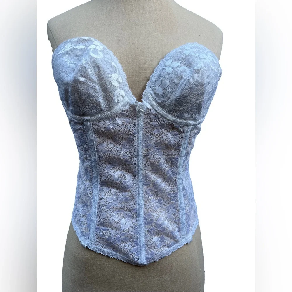 Vintage Low Back White Lace Bustier